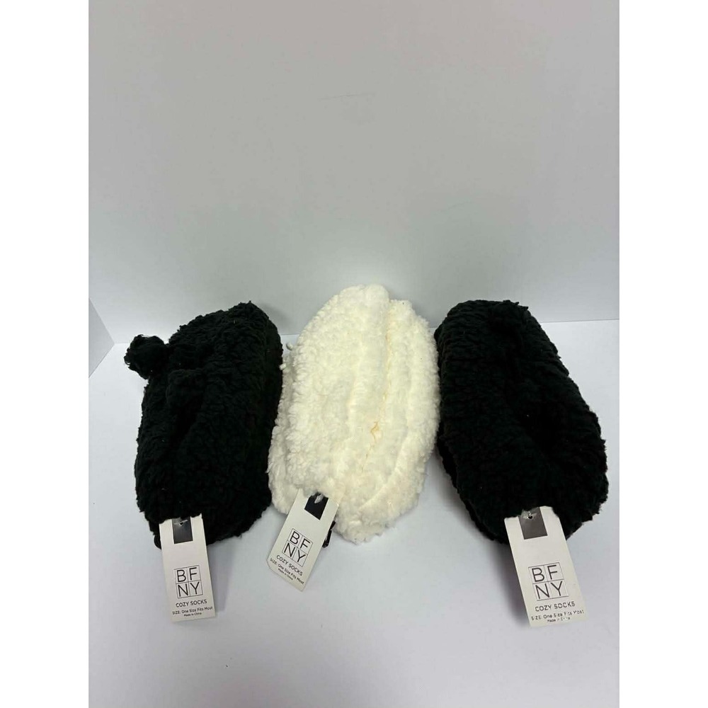 Women's Faux Fur Cozy Pull-On Slipper Socks with Grippers - BFNY ONE SIZE